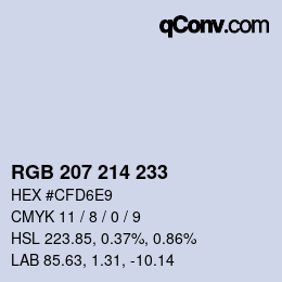 颜色代码: RGB 207 214 233 | qconv.com