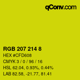 Color code: RGB 207 214 8 | qconv.com