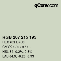 颜色代码: RGB 207 215 195 | qconv.com