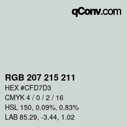 カラーコード: RGB 207 215 211 | qconv.com