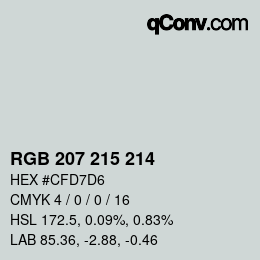 カラーコード: RGB 207 215 214 | qconv.com