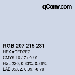 Código de color: RGB 207 215 231 | qconv.com