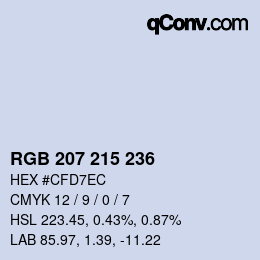 カラーコード: RGB 207 215 236 | qconv.com