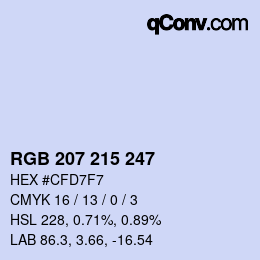 カラーコード: RGB 207 215 247 | qconv.com