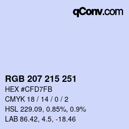 カラーコード: RGB 207 215 251 | qconv.com