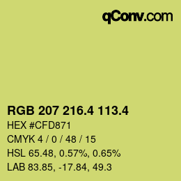 カラーコード: RGB 207 216.4 113.4 | qconv.com