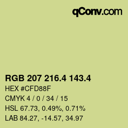 カラーコード: RGB 207 216.4 143.4 | qconv.com