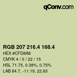 カラーコード: RGB 207 216.4 168.4 | qconv.com