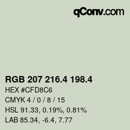 カラーコード: RGB 207 216.4 198.4 | qconv.com