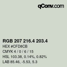 カラーコード: RGB 207 216.4 203.4 | qconv.com