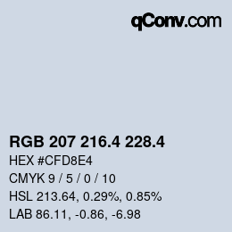 カラーコード: RGB 207 216.4 228.4 | qconv.com