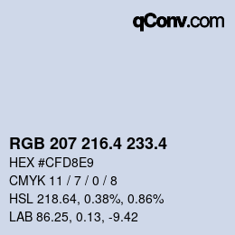 カラーコード: RGB 207 216.4 233.4 | qconv.com