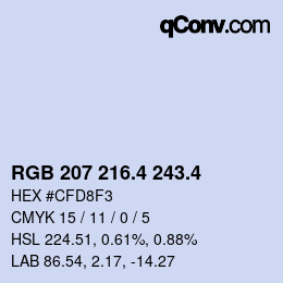 カラーコード: RGB 207 216.4 243.4 | qconv.com