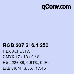 カラーコード: RGB 207 216.4 250 | qconv.com