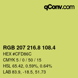 カラーコード: RGB 207 216.8 108.4 | qconv.com