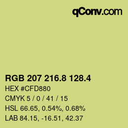 カラーコード: RGB 207 216.8 128.4 | qconv.com