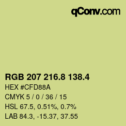 カラーコード: RGB 207 216.8 138.4 | qconv.com