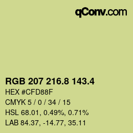 カラーコード: RGB 207 216.8 143.4 | qconv.com