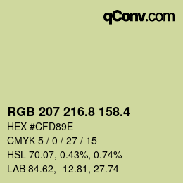 カラーコード: RGB 207 216.8 158.4 | qconv.com