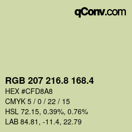カラーコード: RGB 207 216.8 168.4 | qconv.com
