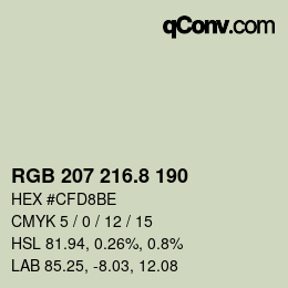 カラーコード: RGB 207 216.8 190 | qconv.com