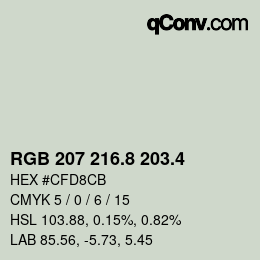 カラーコード: RGB 207 216.8 203.4 | qconv.com