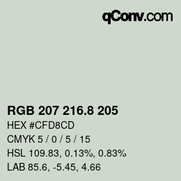 カラーコード: RGB 207 216.8 205 | qconv.com