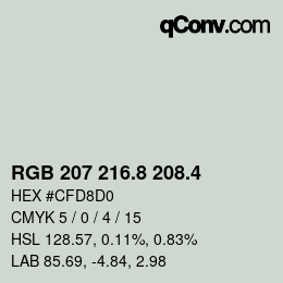 カラーコード: RGB 207 216.8 208.4 | qconv.com