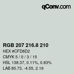 カラーコード: RGB 207 216.8 210 | qconv.com