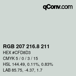 カラーコード: RGB 207 216.8 211 | qconv.com