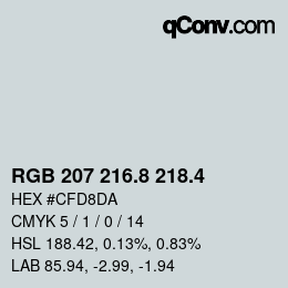 カラーコード: RGB 207 216.8 218.4 | qconv.com