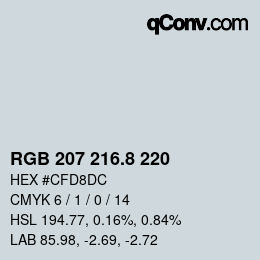 カラーコード: RGB 207 216.8 220 | qconv.com