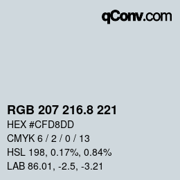 カラーコード: RGB 207 216.8 221 | qconv.com