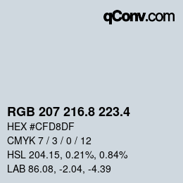 カラーコード: RGB 207 216.8 223.4 | qconv.com