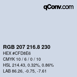 カラーコード: RGB 207 216.8 230 | qconv.com