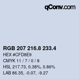 カラーコード: RGB 207 216.8 233.4 | qconv.com