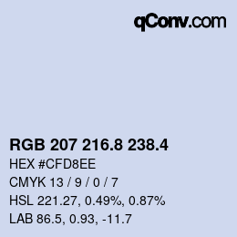 カラーコード: RGB 207 216.8 238.4 | qconv.com