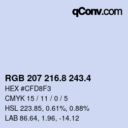 カラーコード: RGB 207 216.8 243.4 | qconv.com