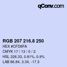 カラーコード: RGB 207 216.8 250 | qconv.com