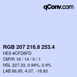 カラーコード: RGB 207 216.8 253.4 | qconv.com
