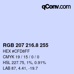 カラーコード: RGB 207 216.8 255 | qconv.com