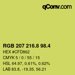 カラーコード: RGB 207 216.8 98.4 | qconv.com