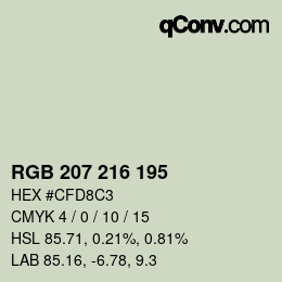 カラーコード: RGB 207 216 195 | qconv.com