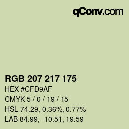 Color code: RGB 207 217 175 | qconv.com