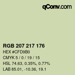 カラーコード: RGB 207 217 176 | qconv.com