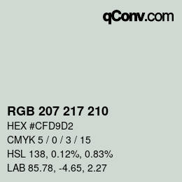 Color code: RGB 207 217 210 | qconv.com