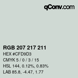 カラーコード: RGB 207 217 211 | qconv.com