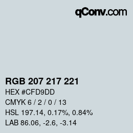 カラーコード: RGB 207 217 221 | qconv.com