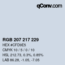 Color code: RGB 207 217 229 | qconv.com
