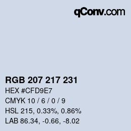 Color code: RGB 207 217 231 | qconv.com